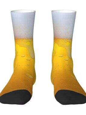 Beer Print Novelty Mid-Calf Socks Men Funny Liquid Design NWT